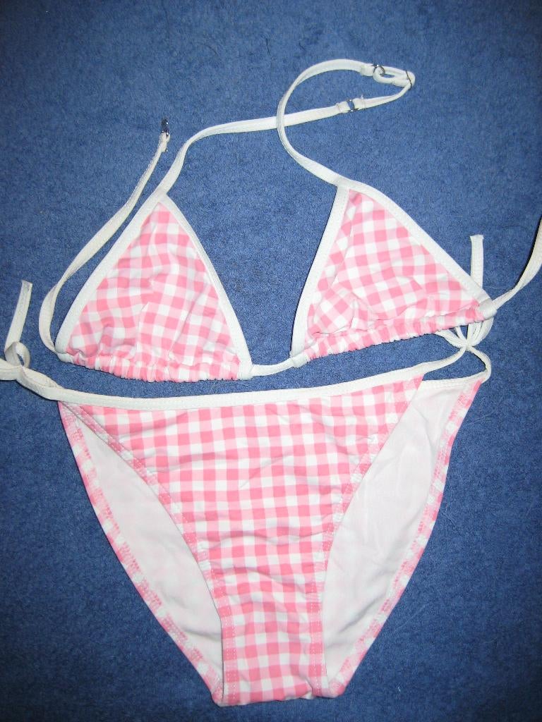 Roze/wit geruite bikini, 146, Ophalen of Verzenden, Zo goed als nieuw, Meisje, Sport- of Zwemkleding