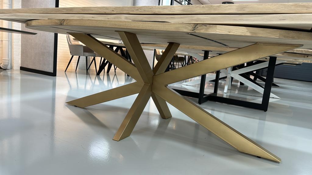 Metalen matrix / spinpoot / spiderleg / matrixpoot goud gold, Huis en Inrichting, Tafelonderdelen, Ophalen, 50 tot 100 cm, Ovaal