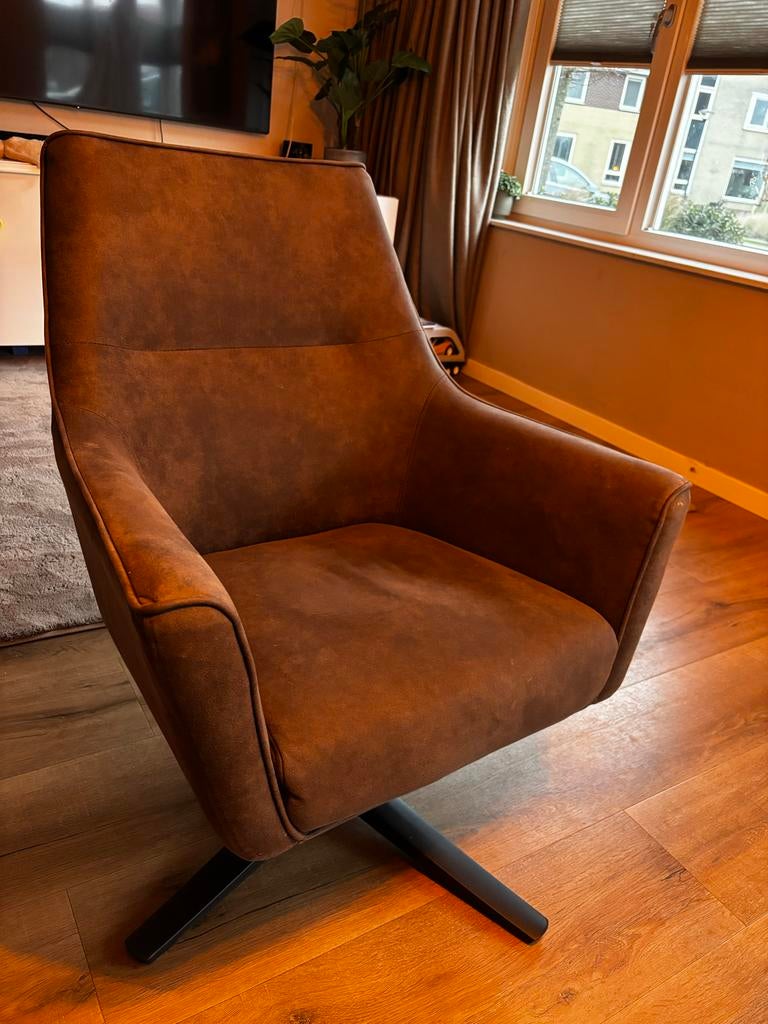 bruine/antaciet draaistoel/fauteuil, Huis en Inrichting, Fauteuils, Minder dan 50 cm, Minder dan 75 cm, Ophalen of Verzenden, Zo goed als nieuw