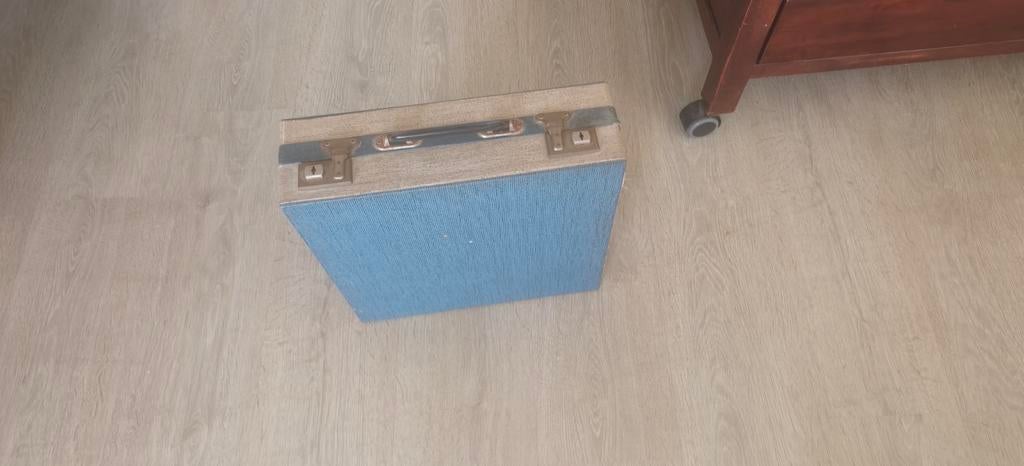 Blauwgrijze platenkoffertje,, Ophalen of Verzenden, Barok, Zo goed als nieuw, 12 inch