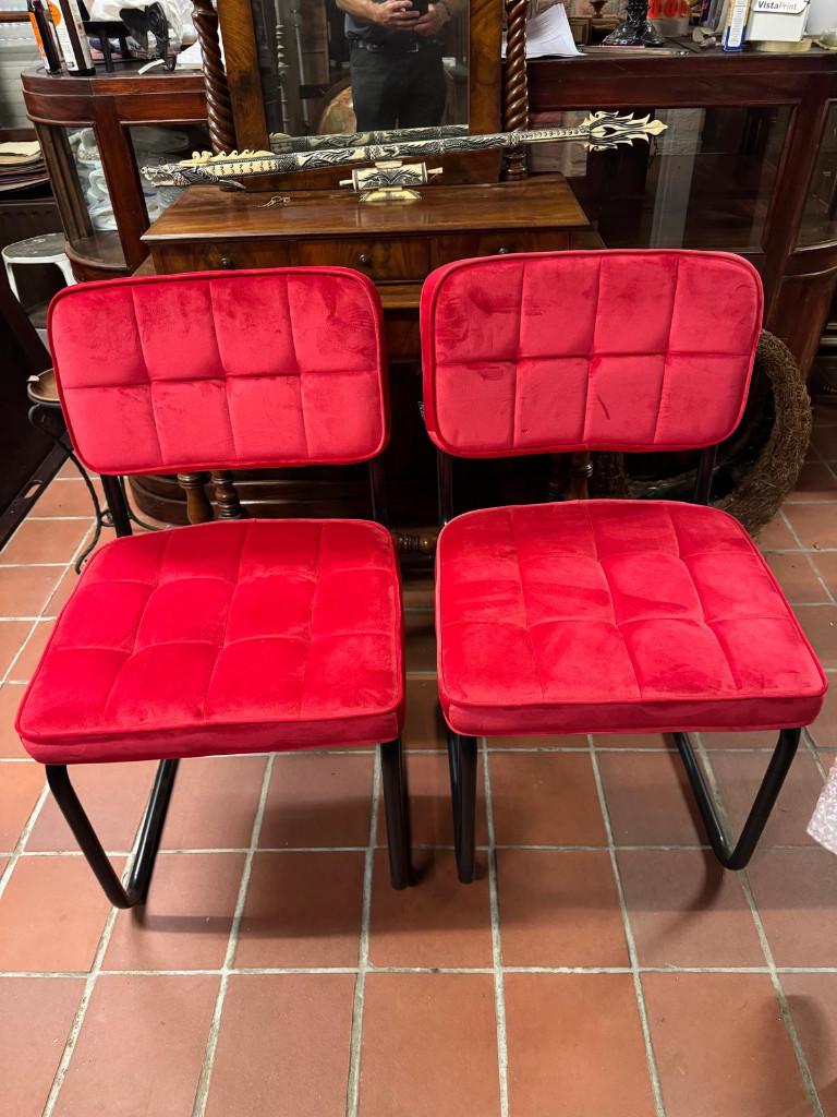 Set van 2 Kick buisframe stoelen  Ivy – rode stoel, Huis en Inrichting, Stoelen, Ophalen, Twee, Nieuw, Stof