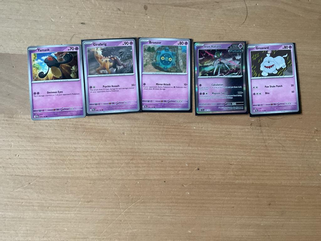Pokémon Kaarten Set - Yamask, Girafarig, Bronzor, Iron Valia, Ophalen of Verzenden, Zo goed als nieuw, Losse kaart