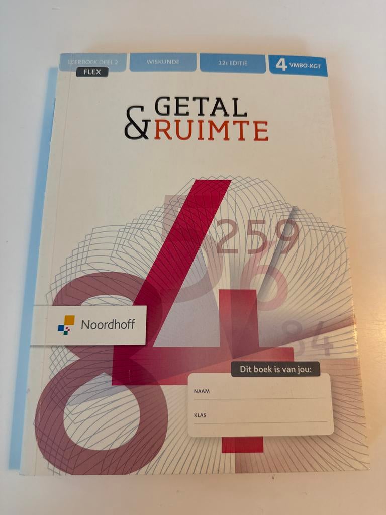 Getal & Ruimte Wiskunde VMBO-KGT 4 - 12e editie, Ophalen of Verzenden, Nieuw, VMBO, Wiskunde A