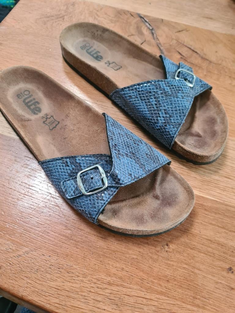 Bio Life Echt Lederen Slippers Maat 42, Kleding | Dames, Schoenen, Ophalen of Verzenden, Gedragen, Zwart, Slippers