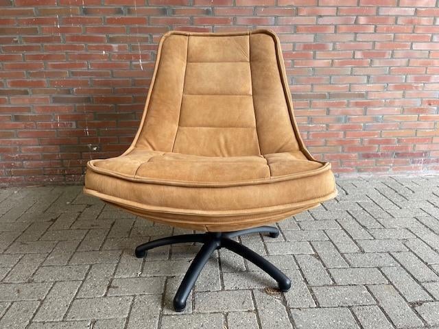Fauteuil draai in Kenia leer Cognac direct laagsteprijs, Fauteuils EVA Kenia leer de laatste laagste  actie prijs, Nieuw, 75 tot 100 cm