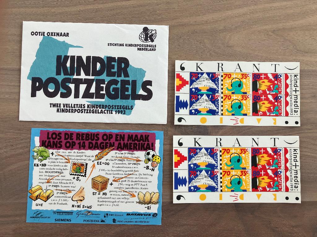 2x Vel Kinderpostzegels 1993 in originele enveloppe, Postzegels en Munten, Postzegels | Nederland, Ophalen of Verzenden, Na 1940