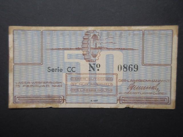 50 Cent 1944 Westerbork Kampgeld (01) WW2, Verzenden, Los biljet