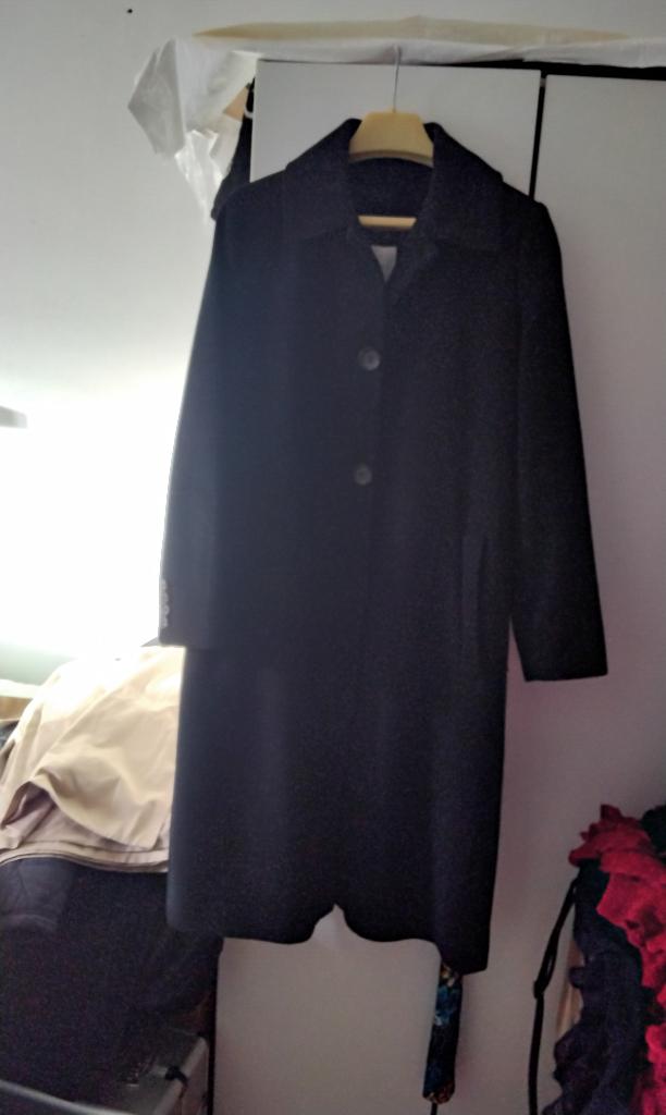 Lange Zwarte Mantel Jas Wol Merk Mango Mt L, Kleding | Dames, Ophalen, Mango, Zwart, Maat 42/44 (L)