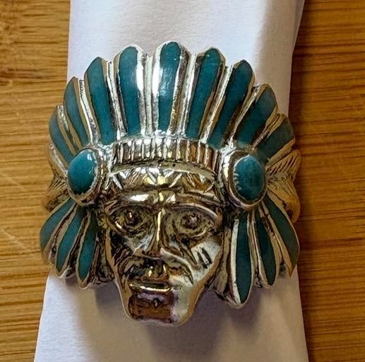 Authentieke Indiaanse Ring - Navajo Hoofdtooi Zilver, Ophalen, Gebruikt, Kaars, Minder dan 25 cm