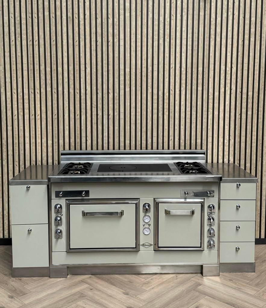 luxe E-Caumartin Fornuis 150cm + Gas + Hete Lucht, Witgoed en Apparatuur, Fornuizen, Vrijstaand, Gas, 5 kookzones of meer, 90 tot 95 cm