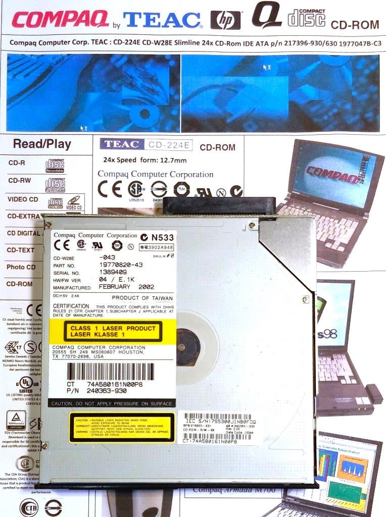 Compaq Armada TEAC CD-224E + E900808-00B CD-Rom Drive M700, Intern, Ophalen of Verzenden, Zo goed als nieuw, Windows
