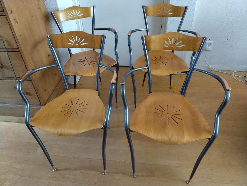 Design eetkamerstoel Antaris (hout, metaal), Ophalen, Gebruikt, Vier, Grijs