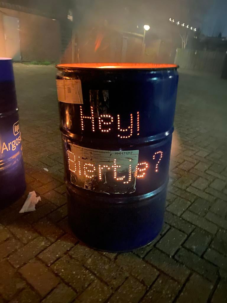 🔥🔥 vuurton met tekst sfeermaker vat ton olievat schoon!, Ophalen, ., Zo goed als nieuw, .