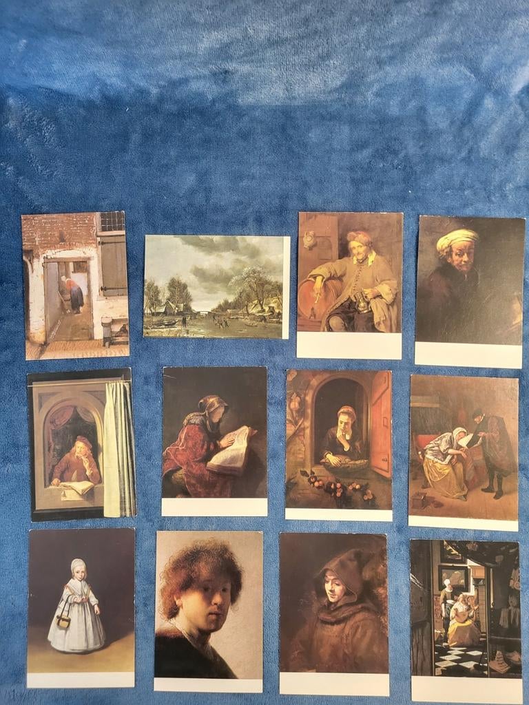 12 Oude Ansichtkaarten Rijksmuseum Amsterdam, Ophalen, 1960 tot 1980, Ongelopen, Noord-Holland