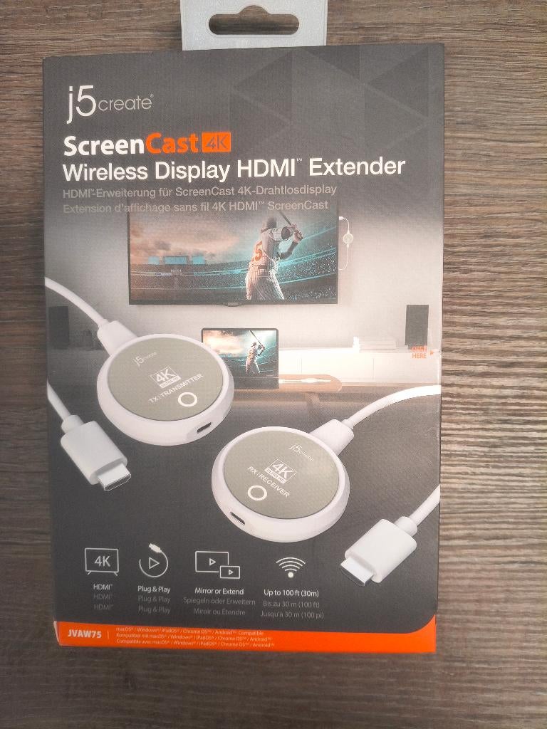 Nieuw in doos ScreenCast 4K wireless Display HDMi Extender, Ophalen of Verzenden, Nieuw
