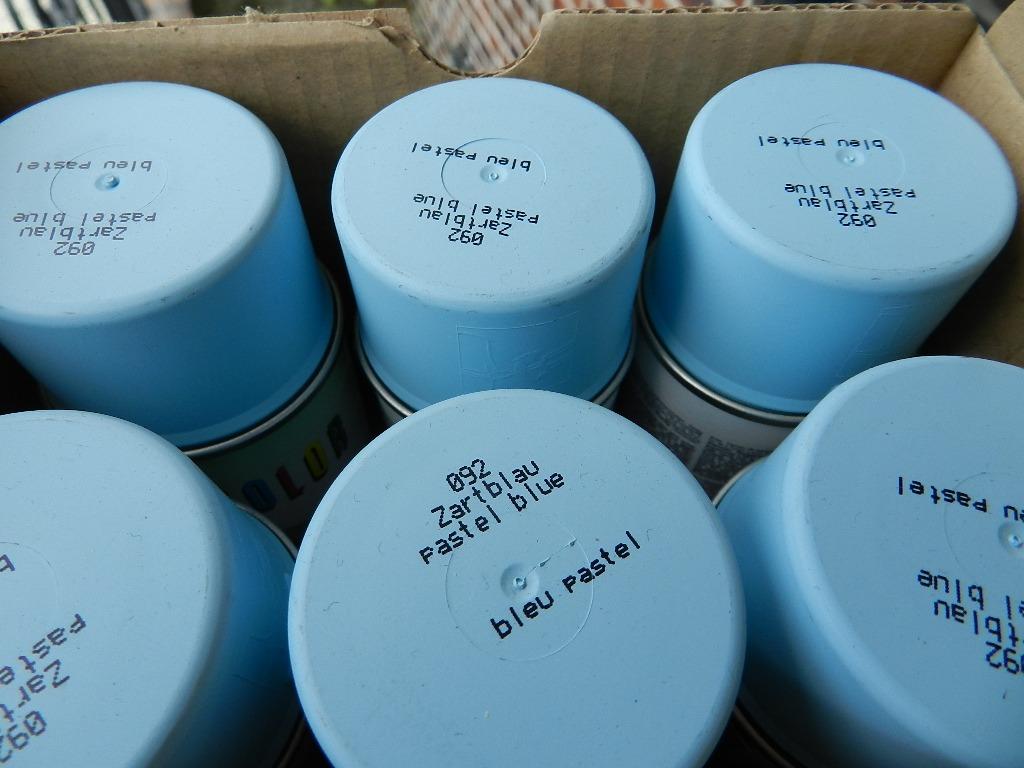 VERF 24 bus spuitverf a 150ml  OPRUIMING licht-blauw, Ophalen, Nieuw, Verf, Grijs