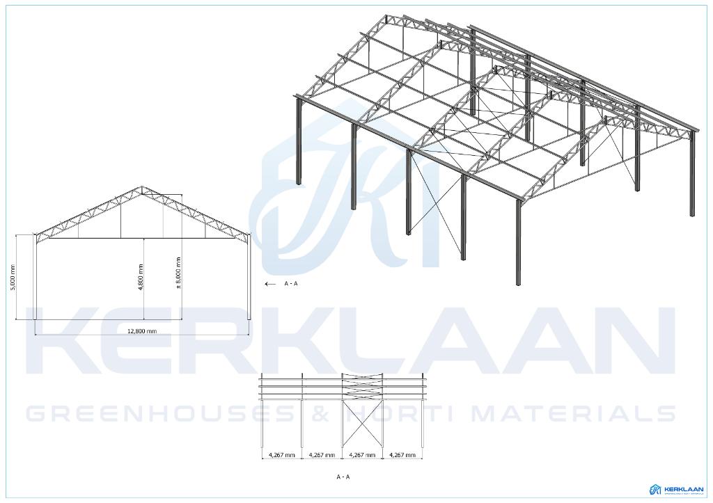 Complete staalconstructie 218 m² | 12.80m x 17.00m, Ophalen of Verzenden, Gebruikt, IJzer