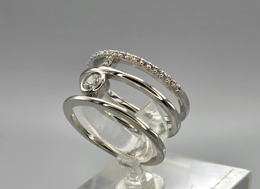 Prachtige brede zilveren ring diamonfire zirkonia. 2026/108, 18 tot 19, ., Nieuw, Ophalen of Verzenden