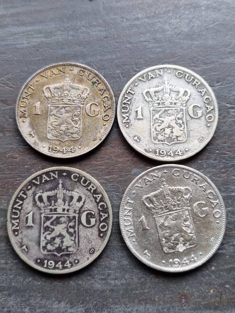 4 guldens 1944 curaçao zilver, Ophalen of Verzenden, Koningin Wilhelmina, 1 gulden, Zilver
