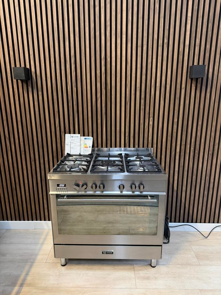 Luxe Rvs M-system Boretti Fornuis 90 cm (Gratis bezorgen), 5258sh, Ophalen of Verzenden, Zo goed als nieuw, Energieklasse A of zuiniger