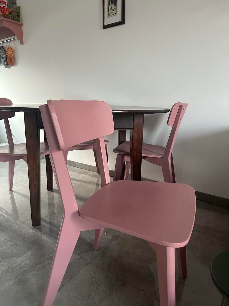 4 Lisabo stoelen, crimson red geverfd (Farrow & Ball), Gebruikt, Ophalen of Verzenden, Vier, Rood