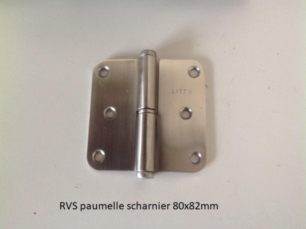 RVS paumelle scharnier 80x82mm, Scharnier, -, -, Nieuw