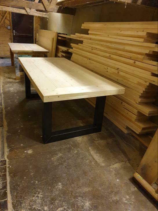 Steigerhouten tafel, Ophalen, Nieuw, Steigerhout