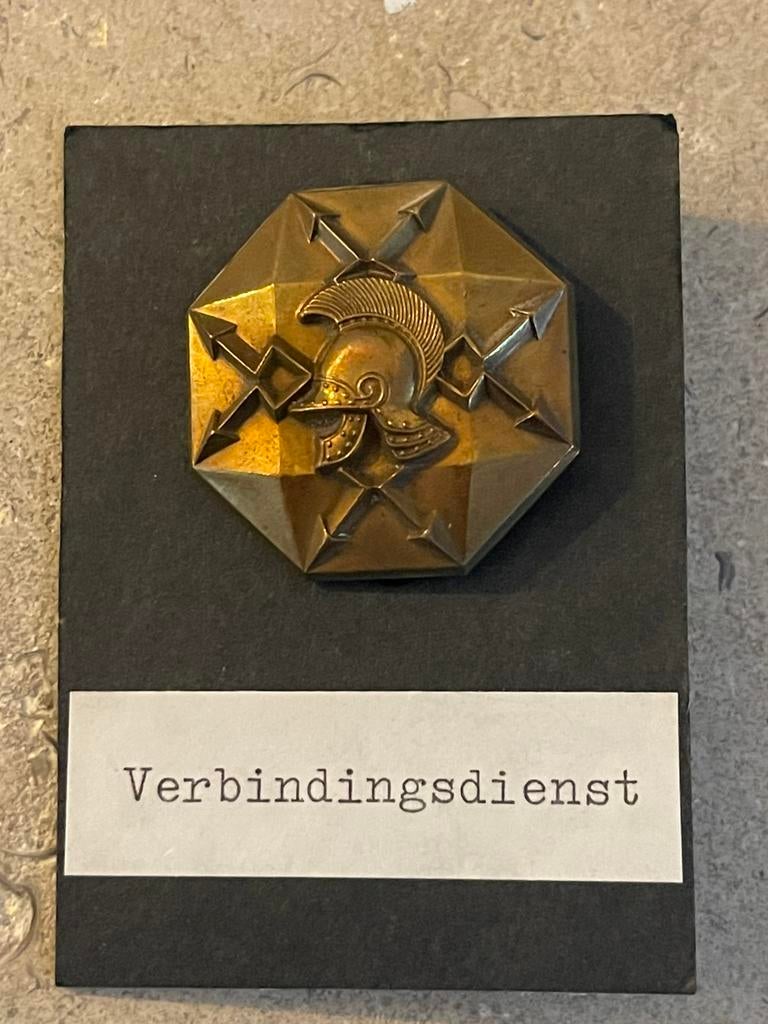 Verbindingsdienst embleem setje, Ophalen of Verzenden, Landmacht, Nederland, Embleem of Badge
