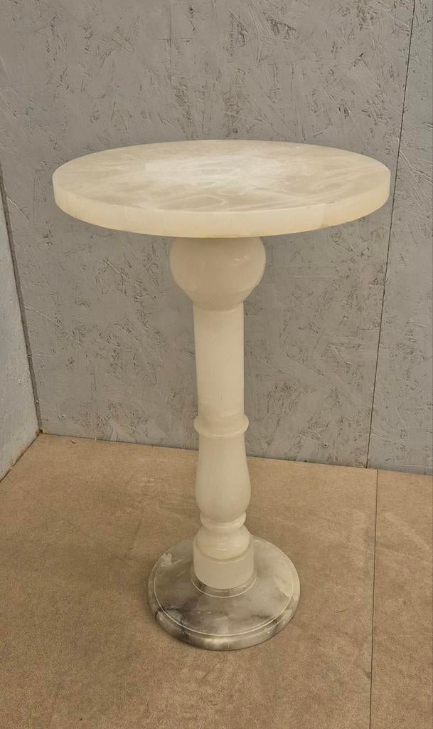 Zuiltafeltje – natuursteen – 56 cm – bijzettafel, Overige materialen, Minder dan 55 cm, Gebruikt, Rond