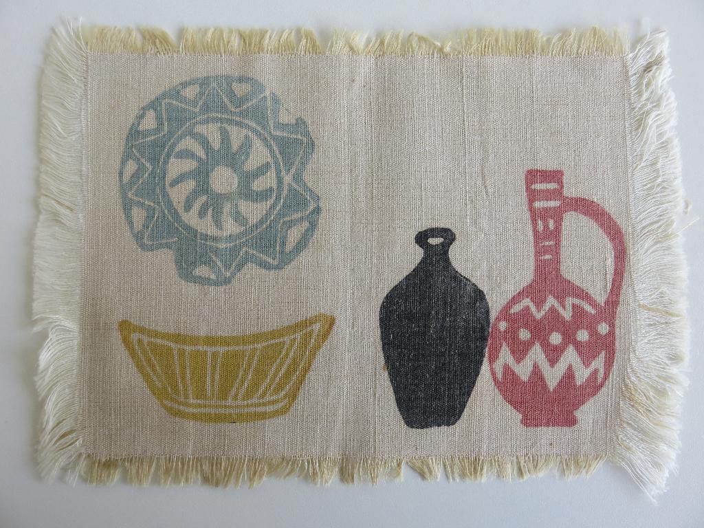Vintage Scandinavische stoffen glazen onderzetter stilleven, Ophalen of Verzenden, Huis en Inrichting