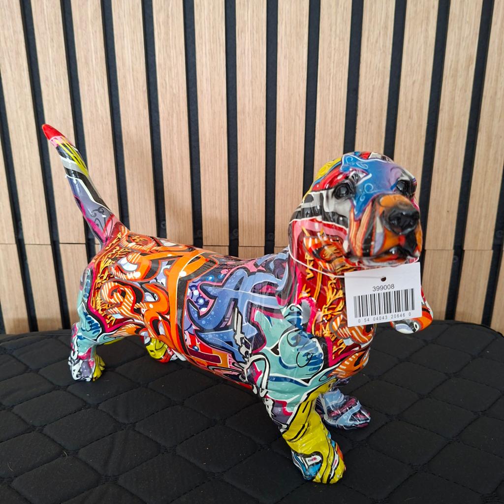 Beagle beeld 30 cm graffiti, Ophalen, Nieuw, Kunststof