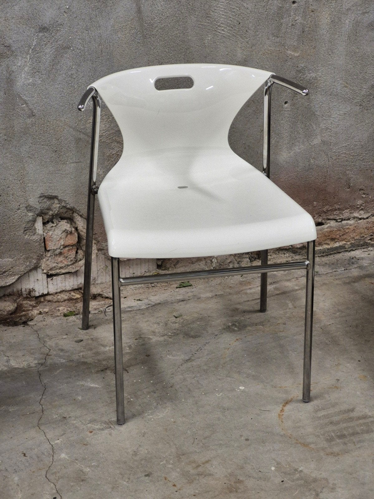 Prachtige vintage Ikea elmer wit chroom stoel, Ophalen, Wit, Zo goed als nieuw, Eén