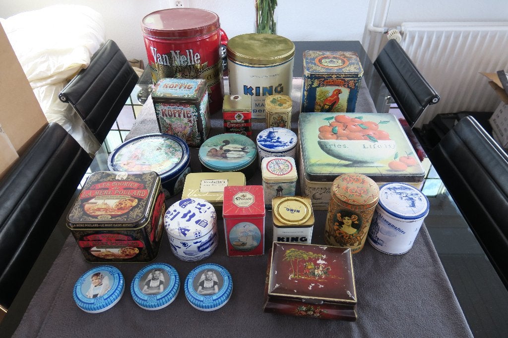 Blikken King, Van Nelle , Melle, Gruyter, La Mere Poulard, Verzamelen, Ophalen of Verzenden, Gebruikt, Overige, Overige merken