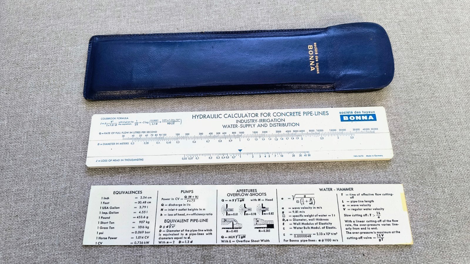 Vintage Bonna Hydraulic Calculator – Complete set met origin, Ophalen of Verzenden