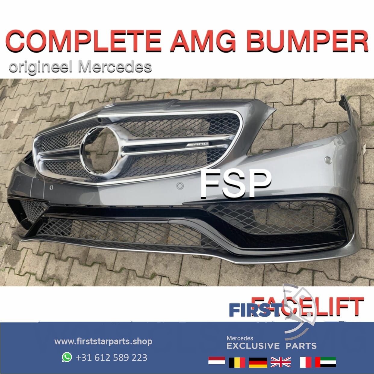 W218 CLS 63 AMG VOORBUMPER COMPLEET CLS63 2014-2018 GRIJS OR, Gebruikt, -, Voor, Ophalen of Verzenden