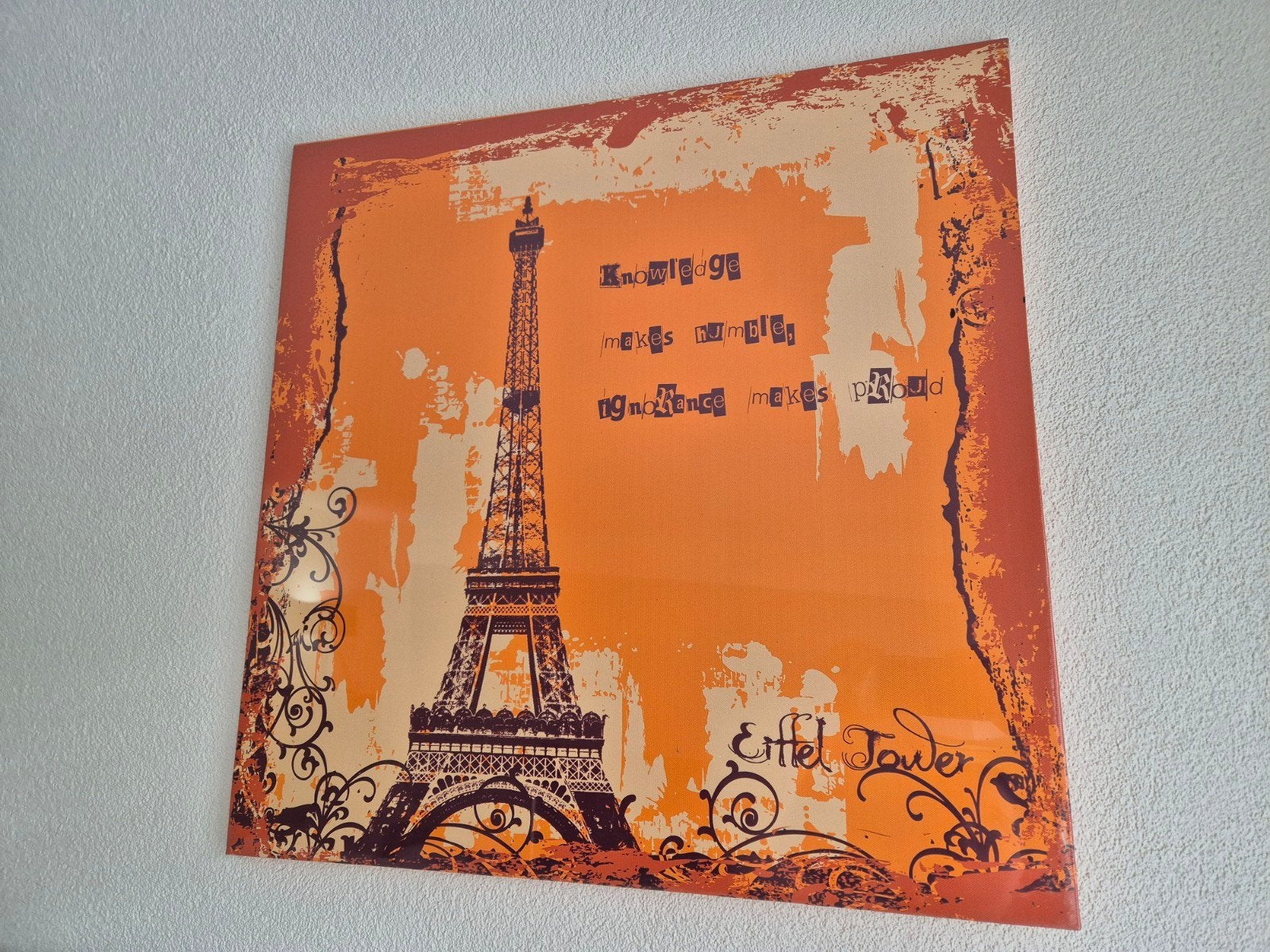 Eiffeltoren , oranje Schilderij , Parijs - Nieuw in plastic, Huis en Inrichting, Ophalen, 50 – 75, Nieuw, Schilderij