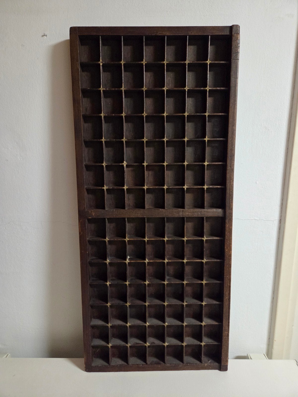 Antieke houten letterbak met messing details, Antiek en Kunst, Ophalen