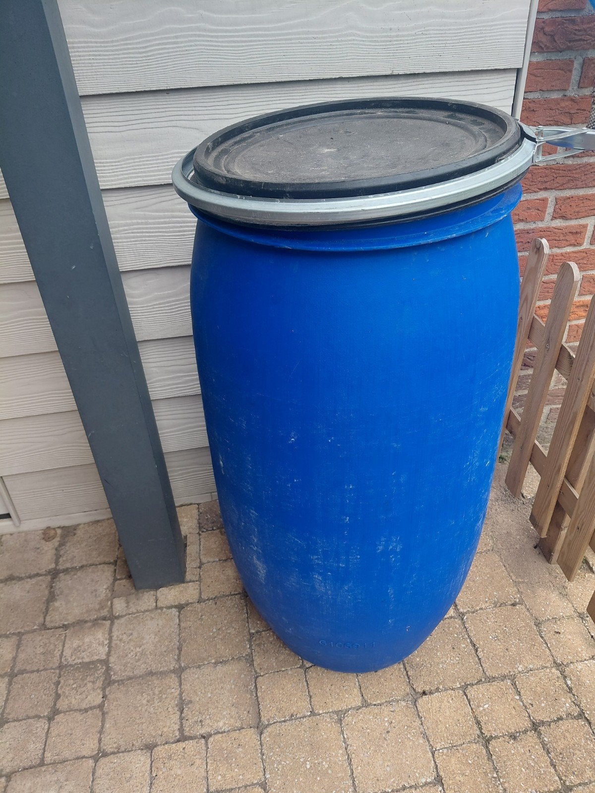 Blauwe ton met deksel - 220  liter of meer, 150 liter of meer, Ophalen, Gebruikt, Kunststof
