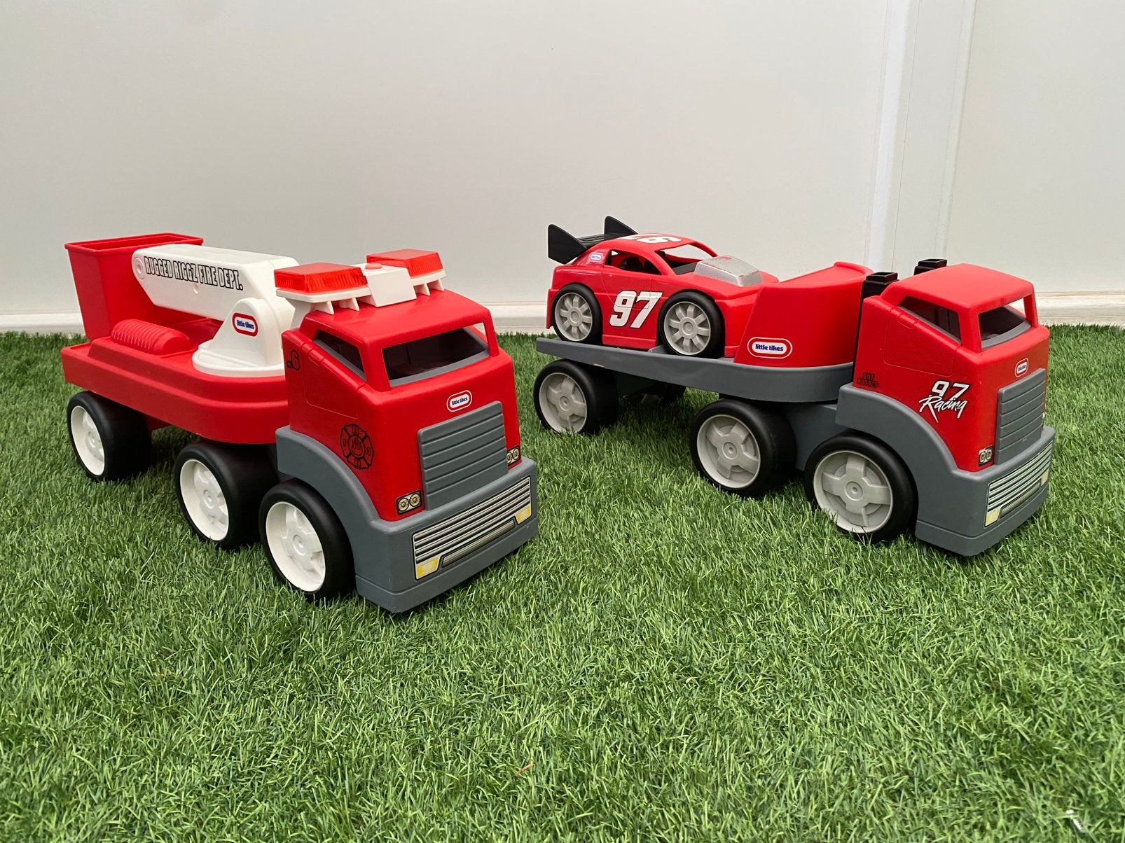 Little Tikes rugged riggz brandweerwagen en truck/race auto, Kinderen en Baby's, Ophalen of Verzenden, Gebruikt