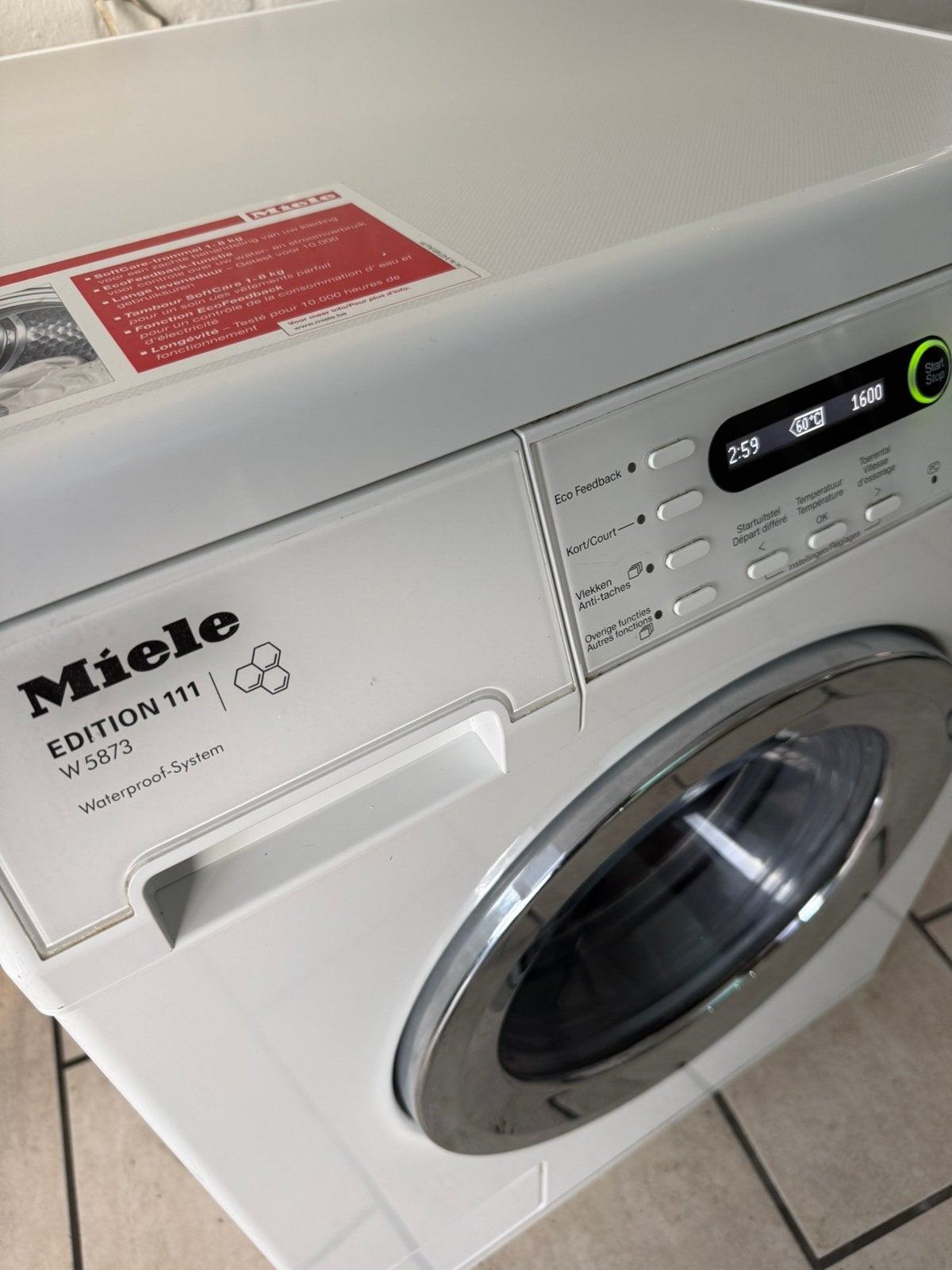 Foto 4 van Miele 8Kilo-1600toeren A+++ energieverbruik in topstaat.