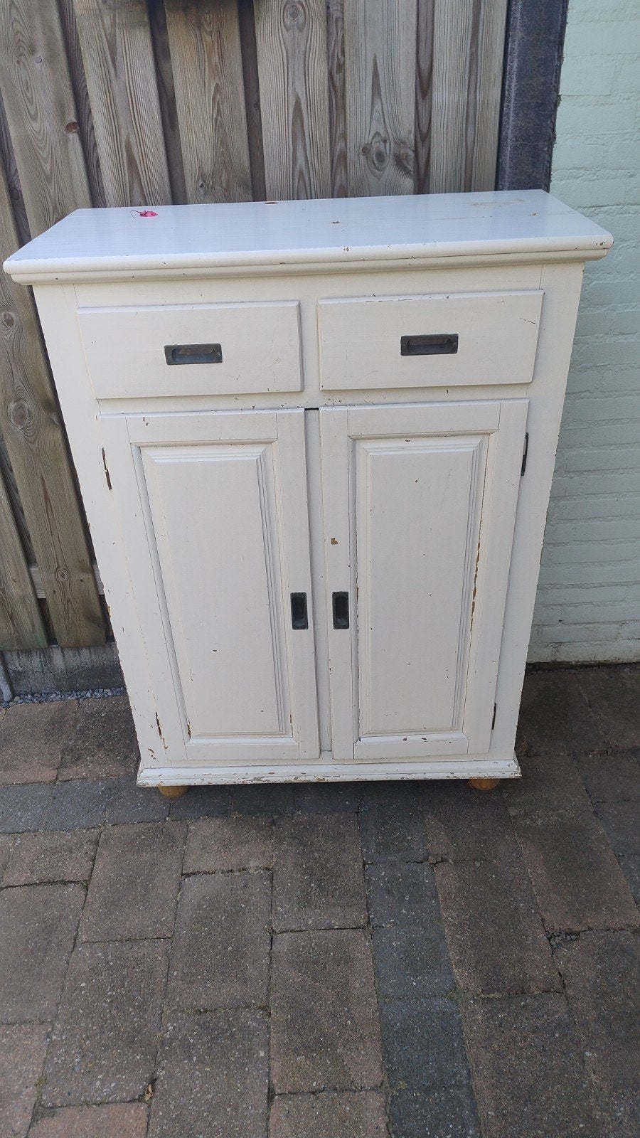 Vintage wit houten kastje met lades en deuren, Ophalen