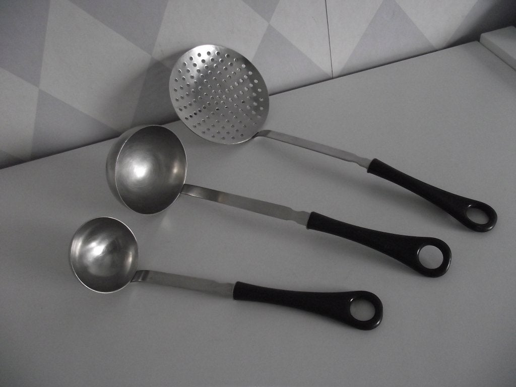 3 Sola Elite Bistro opscheplepels schuimspaan RVS 1970 p st, Ophalen of Verzenden