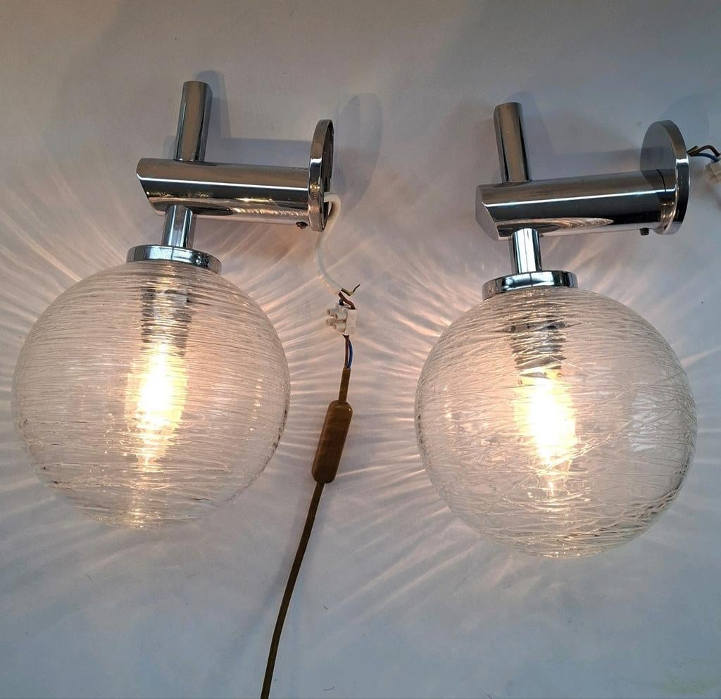 Vintage Chromen Doria Wandlampen, Huis en Inrichting, Ophalen, Glas