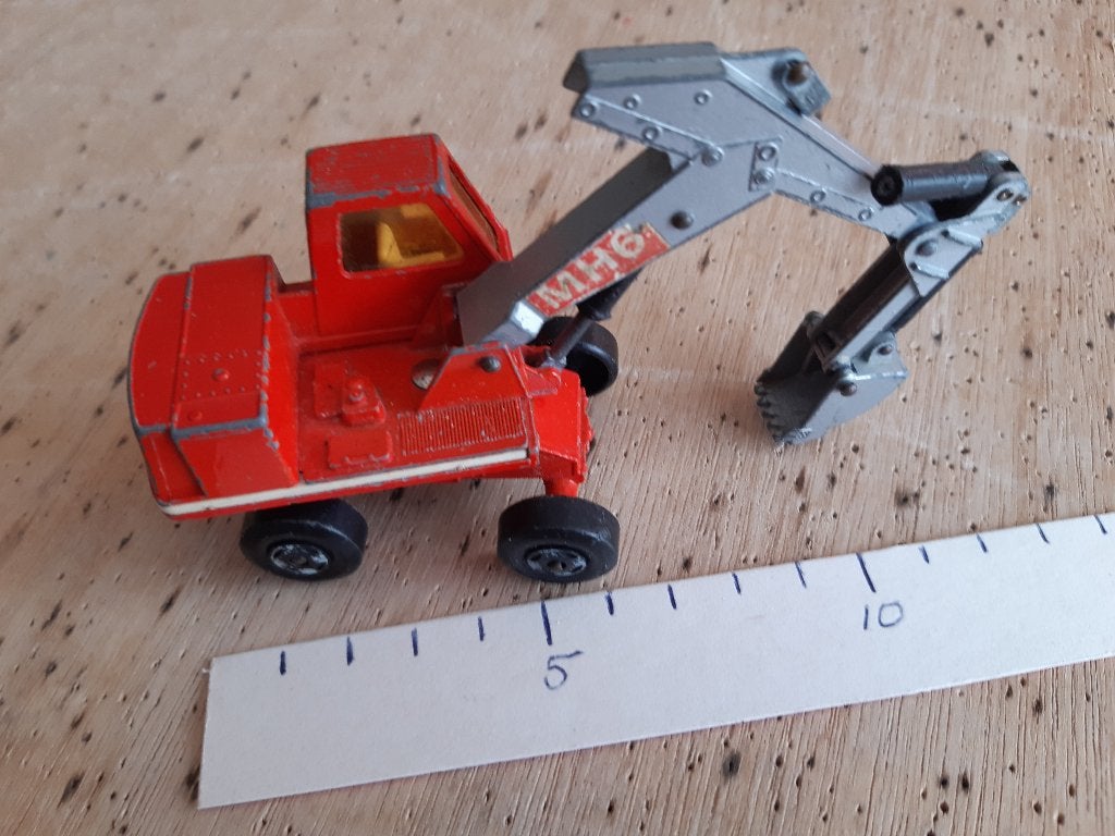 Matchbox/Lesney Kingsize Kraan Excavator 7 cm 1970, Ophalen of Verzenden, Gebruikt, Hijskraan, Tractor of Landbouw, Matchbox