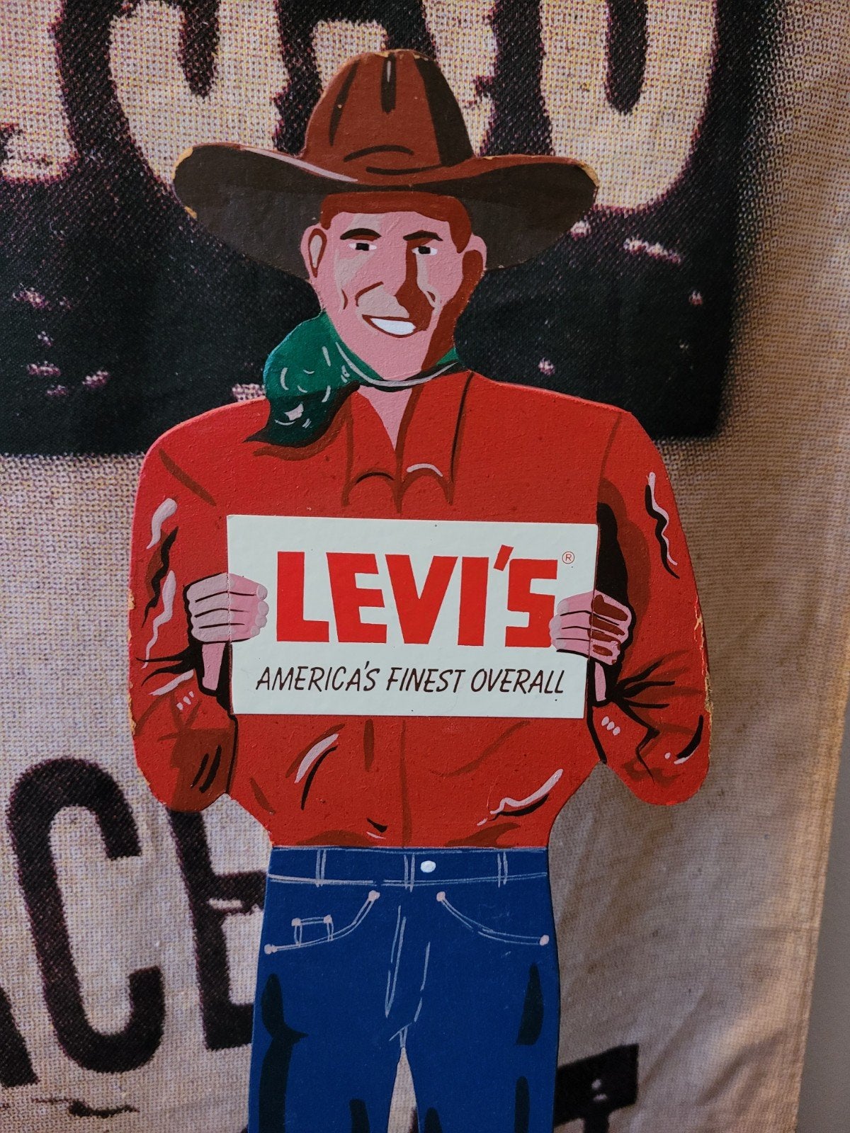 Zeldzaam Vintage Houten Levi's Cowboy "Shane" Display, Verzamelen, Ophalen of Verzenden, Gebruikt