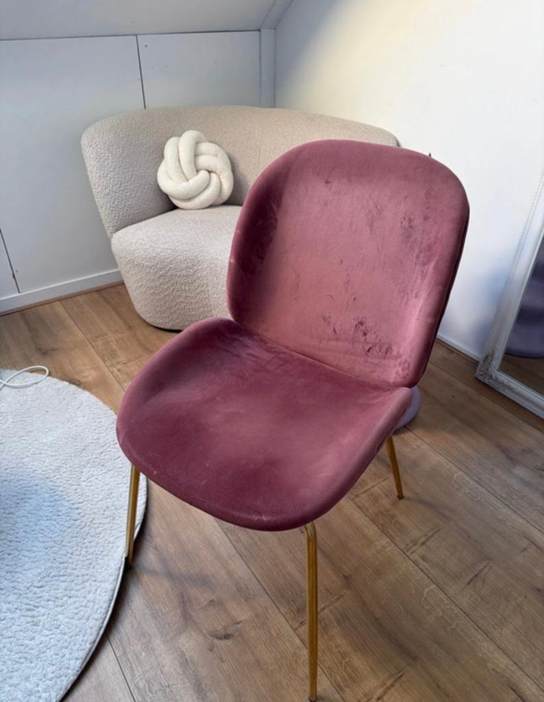 Velours Roze Stoel, Huis en Inrichting, Stoelen, Ophalen, Kunststof, Overige kleuren, Zo goed als nieuw