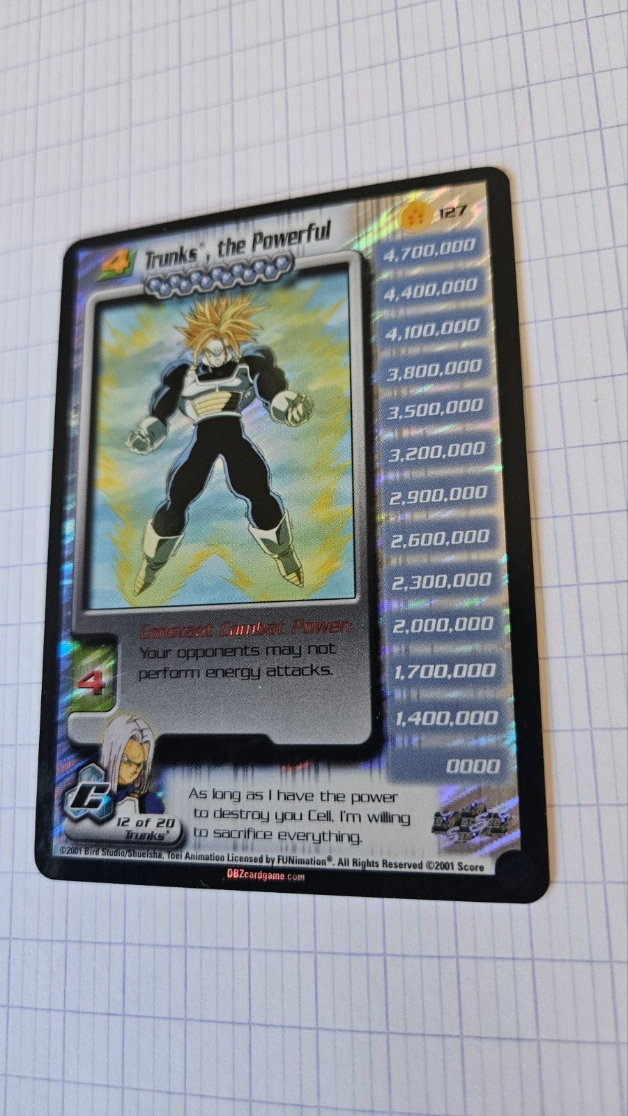 Dragonball z ccg 2001 - Trunks the Powerfull 127, Verzenden, Zo goed als nieuw, Foil