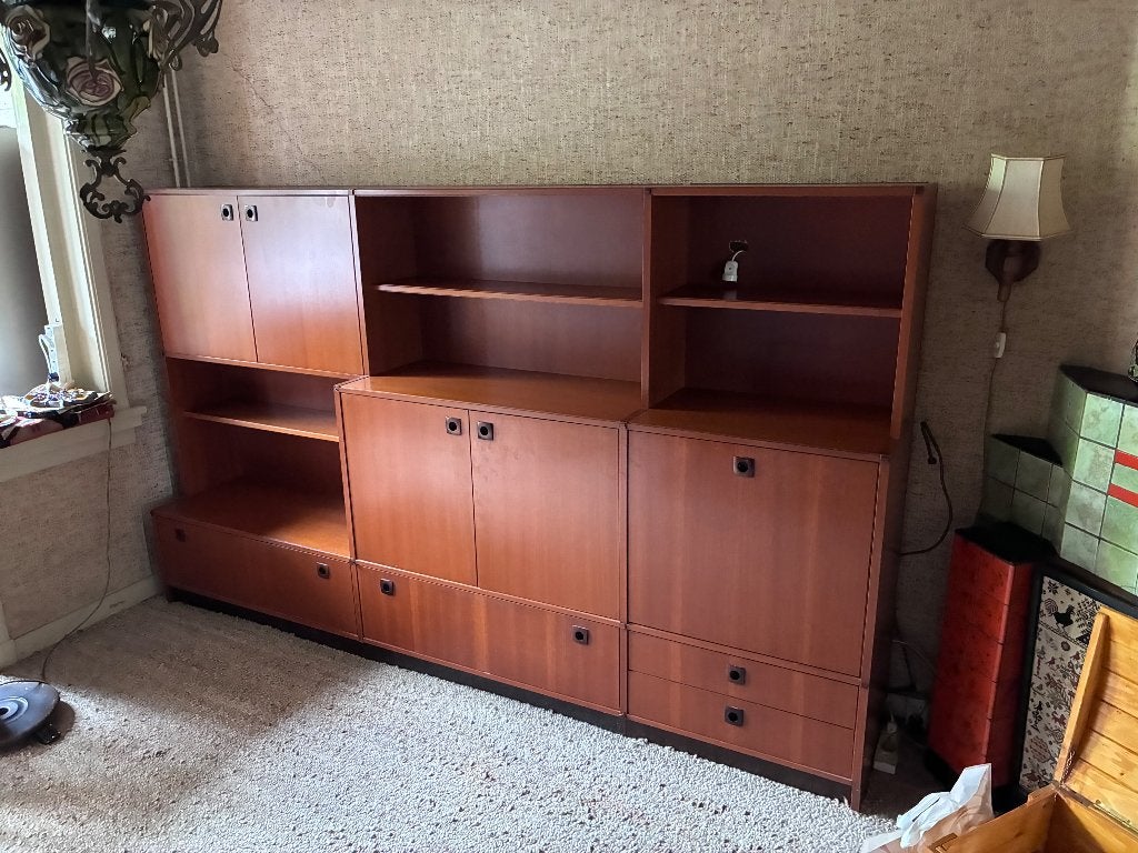 Vintage KLM kast Poul Cadovius jaren 60 teak design, Huis en Inrichting, Ophalen, Gebruikt, 300 cm of meer, 150 tot 200 cm