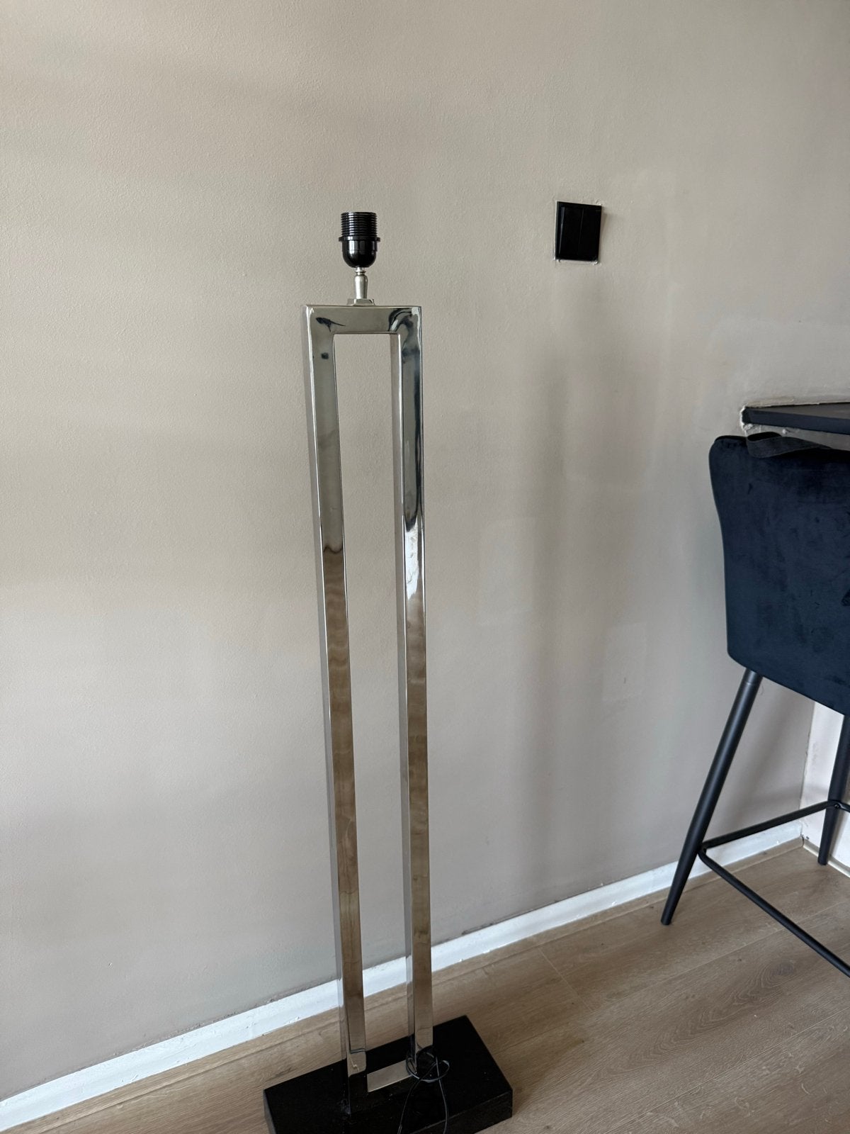 Moderne staande lamp chroom met zwarte voet, Ophalen, Gebruikt, 100 tot 150 cm, E27 (groot)