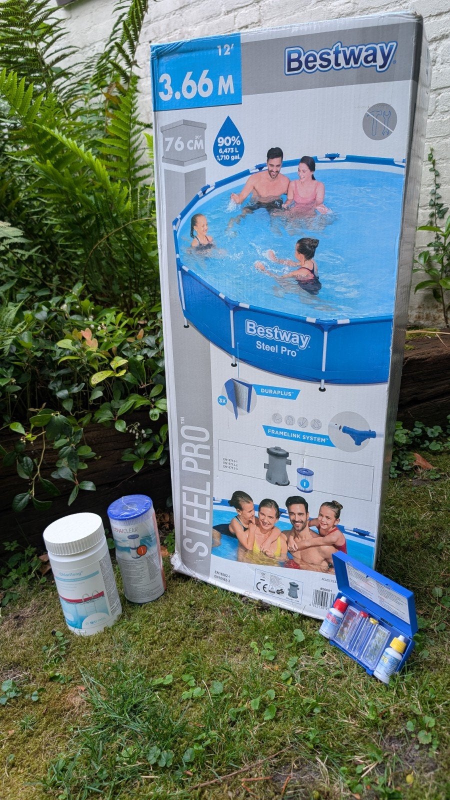 Bestway Steel Pro Zwembad 3,66m nieuw met pomp en extra's, Ophalen, Minder dan 80 cm, Rond, Opzetzwembad